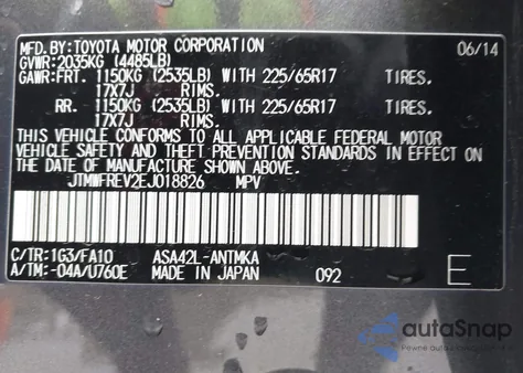 2014 Toyota Rav4 Xle from USA, damaged, VIN JTMWFREV2EJ018826